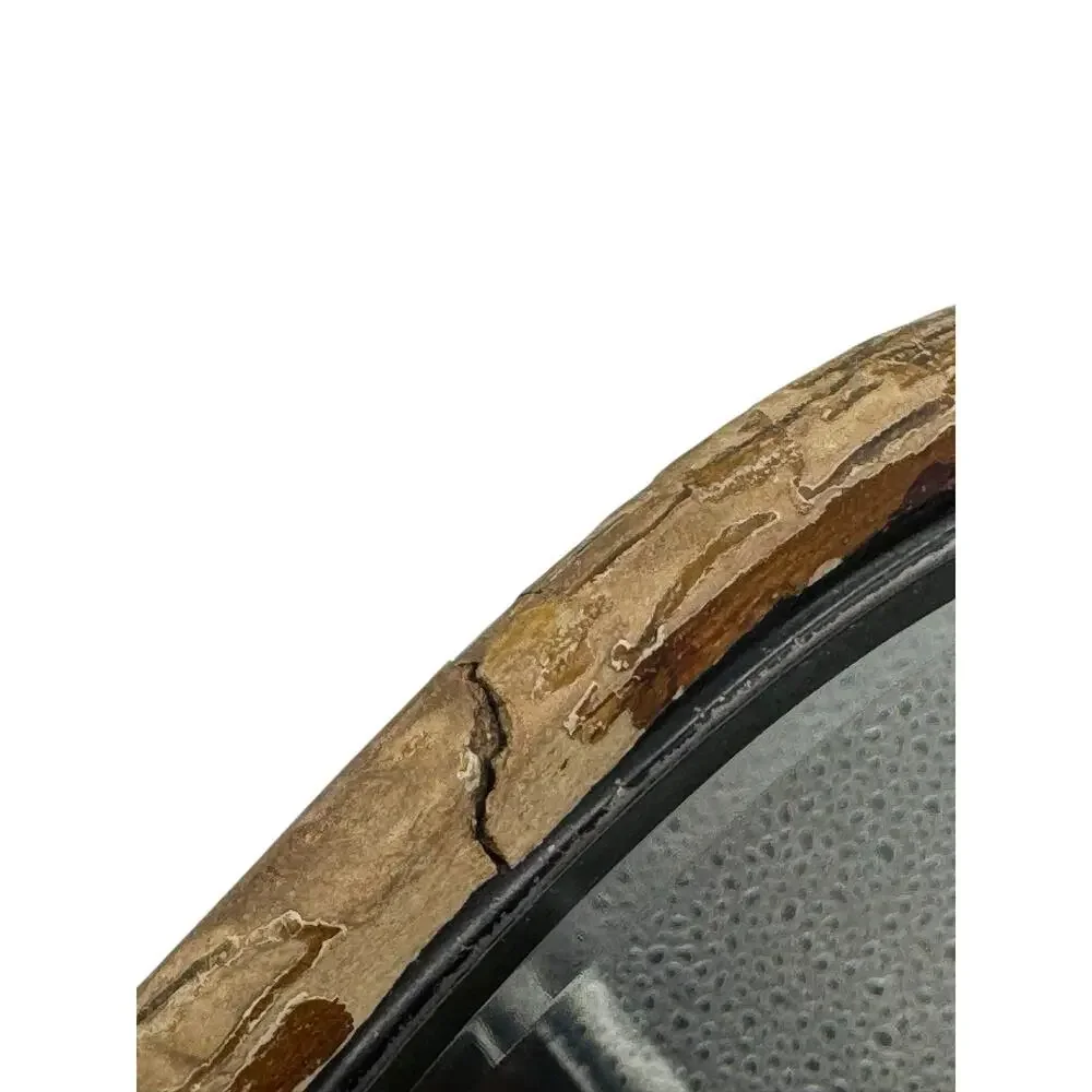 Vintage Carved Alligator Hand Mirror Curved Handle Tail Textured Gator Crocodile